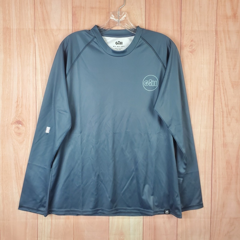 Gill Fishing Shirt Women's 12 Gray Graphic Crew Neck Tec Long Sleeve XPELL
